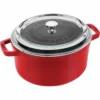 Staub 4 Qt. Round Cocotte/Dutch Oven With Glass Lid | Cherry Red -Food Prep Tools Shop 11412406 1