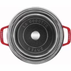 Staub 4 Qt. Round Cocotte/Dutch Oven With Glass Lid | Cherry Red -Food Prep Tools Shop 11412406 2