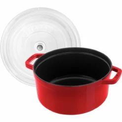 Staub 4 Qt. Round Cocotte/Dutch Oven With Glass Lid | Cherry Red -Food Prep Tools Shop 11412406 3