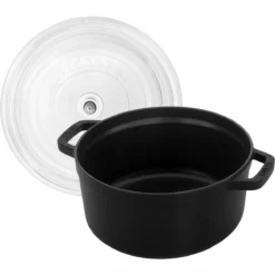 Staub 4 Qt. Round Cocotte/Dutch Oven With Glass Lid | Matte Black -Food Prep Tools Shop 11412423 3