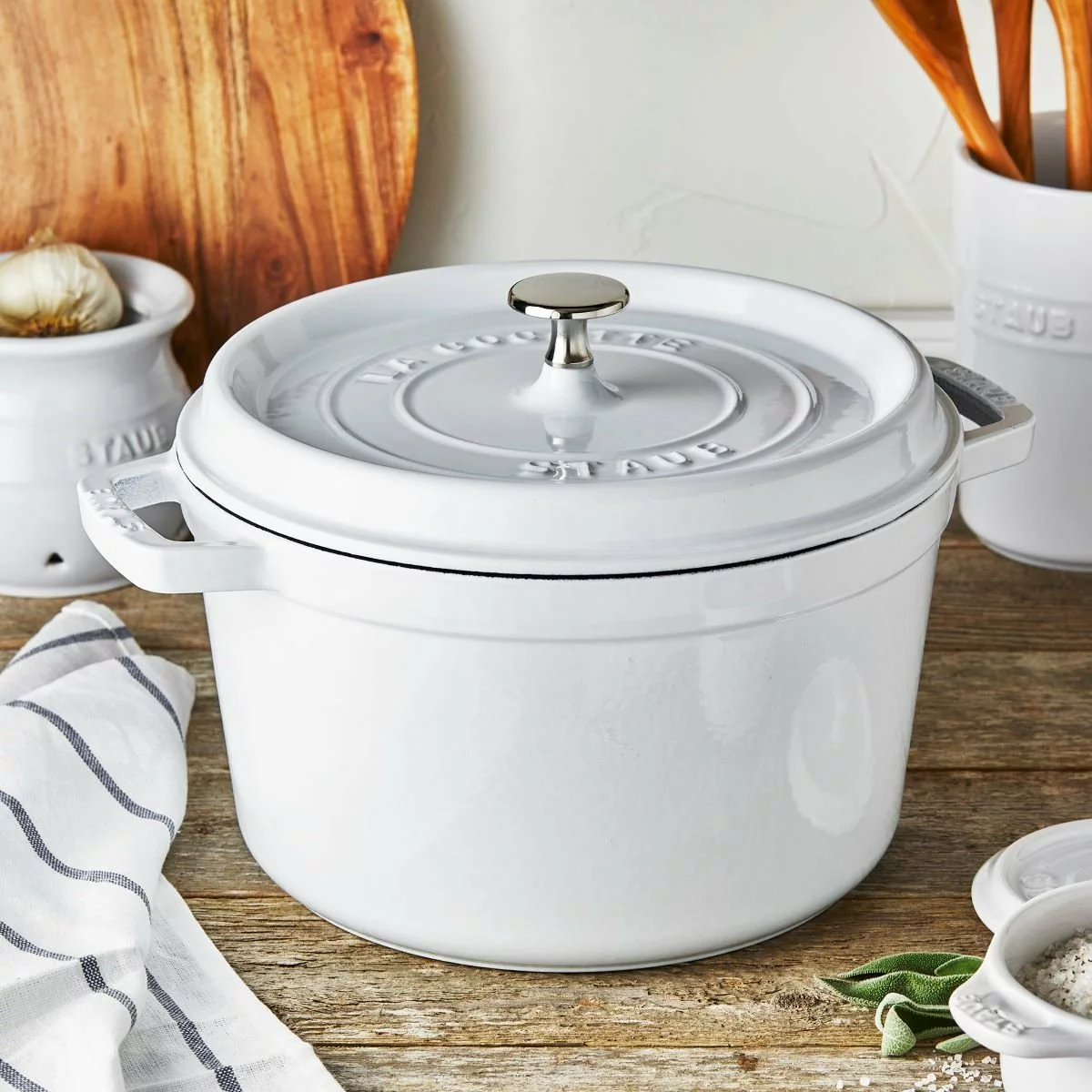 Staub 5 Qt Tall Cocotte | White 5 Staub 5 Qt Tall Cocotte | White - Image 3