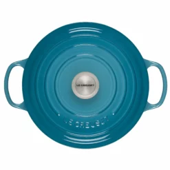 Le Creuset 5.5 Qt. Round Signature Cast Iron Dutch Oven With Stainless Steel Knob | Caribbean Blue -Food Prep Tools Shop 2617ss c
