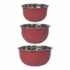 Danica Brands Now Designs By Danica Stainless Steel Mixing Bowls (Set Of 3) | Matte Carmine -Food Prep Tools Shop 5205001 nd set3 mixing bowls carmine main