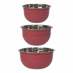 Danica Brands Now Designs By Danica Stainless Steel Mixing Bowls (Set Of 3) | Matte Carmine