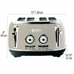 Haden Dorset 4-Slice Stainless Steel Toaster | Putty Beige -Food Prep Tools Shop 75039 dorset toaster wdim
