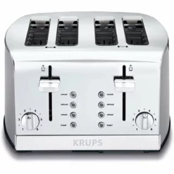 Krups 4-Slice Breakfast Toaster | Brushed Chrome & Stainless Steel