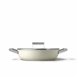 SMEG 4 Qt. Nonstick Deep Pan With Lid | Cream