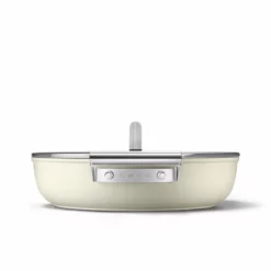 SMEG 4 Qt. Nonstick Deep Pan With Lid | Cream -Food Prep Tools Shop ckfd2811crm 5