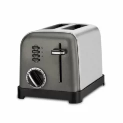 Cuisinart 2 Slice Classic Metal Toaster | Black & Brushed Stainless Steel -Food Prep Tools Shop cpt160bks left