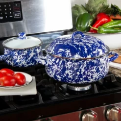 Golden Rabbit Enamelware 4 Qt. Dutch Oven | Cobalt Swirl -Food Prep Tools Shop dutchovenlifestyle 1