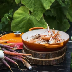 Le Creuset 3.5 Qt. Signature Enameled Cast Iron Braiser With Stainless Steel Knob | Flame Orange -Food Prep Tools Shop flame1