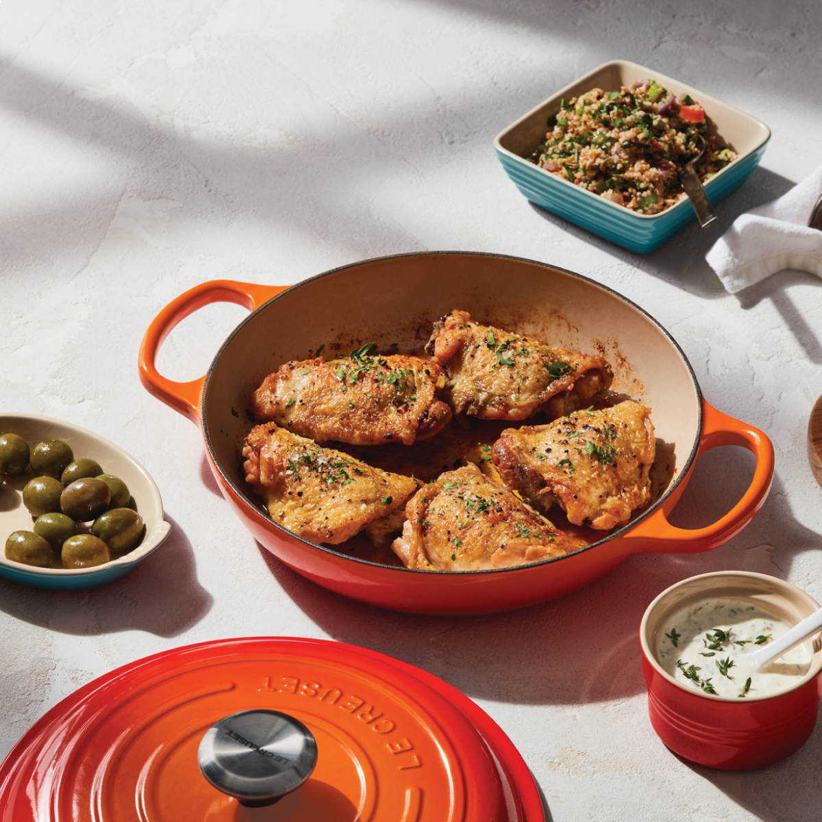 Le Creuset 2.25 Qt. Signature Enameled Cast Iron Braiser With Stainless Steel Knob | Flame Orange 9 Le Creuset 2.25 Qt. Signature Enameled Cast Iron Braiser With Stainless Steel Knob | Flame Orange - Image 7