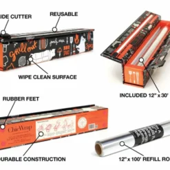 ChicWrap Aluminum Foil Dispenser + Foil Refill | Marble -Food Prep Tools Shop grill2 3