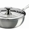 Le Creuset 3.5 Qt. Tri-Ply Stainless Steel Saucier Pan With Lid & Helper Handle -Food Prep Tools Shop lecreu stainless saucier 3.5qt ssp6100 24 compressed