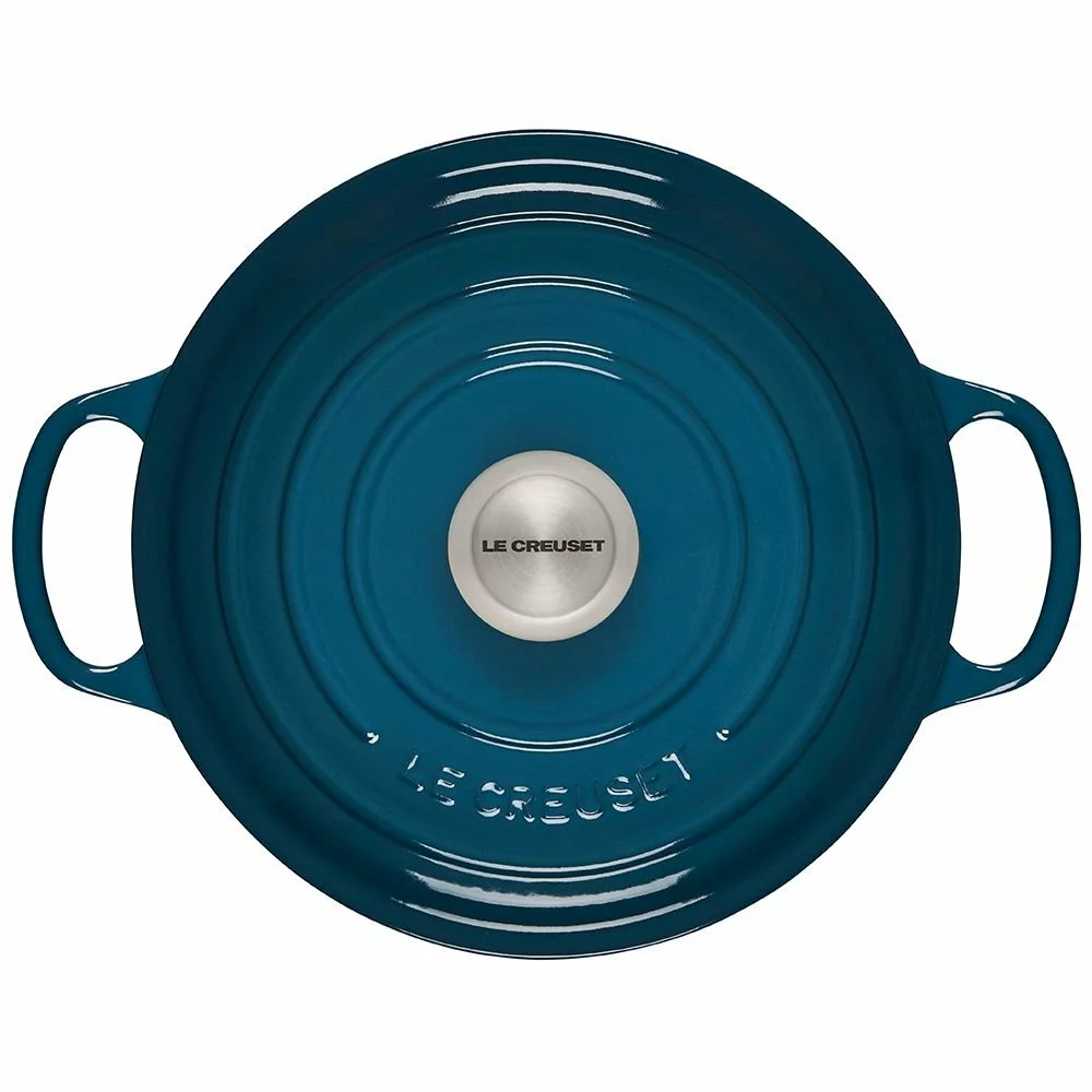 Le Creuset 4.5 Qt. Round Signature Dutch Oven With Stainless Steel Knob | Deep Teal 5 Le Creuset 4.5 Qt. Round Signature Dutch Oven With Stainless Steel Knob | Deep Teal - Image 3