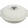 Le Creuset 3.5 Qt. Signature Enameled Cast Iron Braiser With Stainless Steel Knob | White -Food Prep Tools Shop ls2532 3016ss signature 3.5 quart braiser white