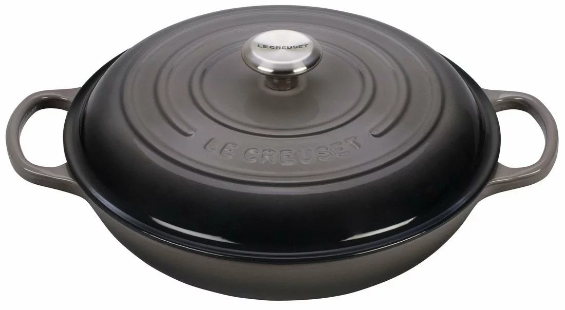 Le Creuset 3.5 Qt. Signature Enameled Cast Iron Braiser With Stainless Steel Knob | Oyster Grey 3 Le Creuset 3.5 Qt. Signature Enameled Cast Iron Braiser With Stainless Steel Knob | Oyster Grey
