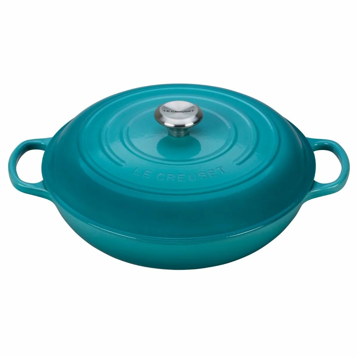Le Creuset 5 Qt. Signature Enameled Cast Iron Braiser With Stainless Steel Knob | Caribbean Blue 3 Le Creuset 5 Qt. Signature Enameled Cast Iron Braiser With Stainless Steel Knob | Caribbean Blue