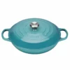 Le Creuset 2.25 Qt. Signature Enameled Cast Iron Braiser With Stainless Steel Knob | Caribbean Blue -Food Prep Tools Shop main1