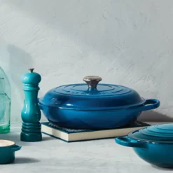 Le Creuset 3.5 Qt. Signature Enameled Cast Iron Braiser With Stainless Steel Knob | Marseille Blue -Food Prep Tools Shop mars2