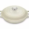 Le Creuset 2.25 Qt. Signature Enameled Cast Iron Braiser With Stainless Steel Knob | Meringue White -Food Prep Tools Shop mermain