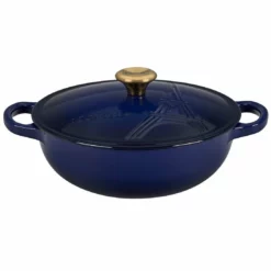 Le Creuset 2.5Qt Signature Cocotte Eiffel Tower Collection | Indigo Blue -Food Prep Tools Shop rs10253 eiffel rdo indigo scr