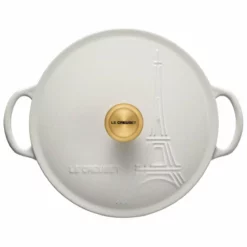Le Creuset 2.5Qt Signature Cocotte Eiffel Tower Collection | White -Food Prep Tools Shop rs10259 eiffel rdo white 3 lpr
