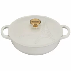 Le Creuset 2.5Qt Signature Cocotte Eiffel Tower Collection | White