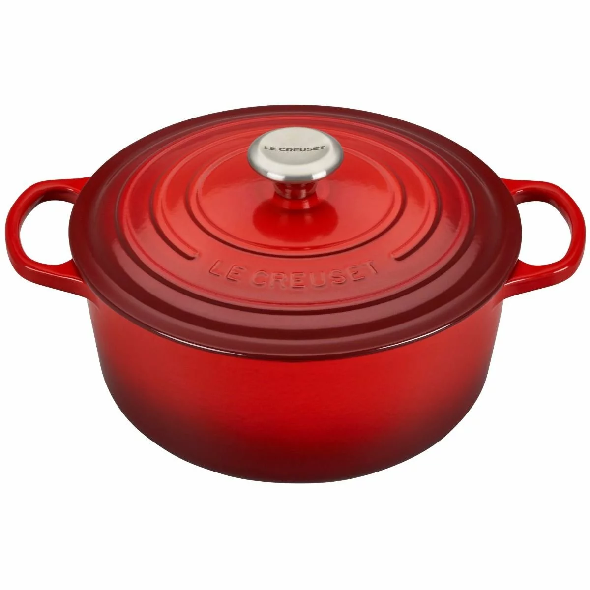 Le Creuset 5.5 Qt. Round Signature Cast Iron Dutch Oven With Stainless Steel Knob | Cerise/Cherry Red 3 Le Creuset 5.5 Qt. Round Signature Cast Iron Dutch Oven With Stainless Steel Knob | Cerise/Cherry Red