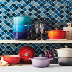 Le Creuset 5.5 Qt. Round Signature Cast Iron Dutch Oven With Stainless Steel Knob | Caribbean Blue -Food Prep Tools Shop rs11049 lca q1 rainbowrdo ret 2