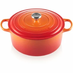 Le Creuset 7.25 Qt. Round Signature Dutch Oven With Stainless Steel Knob | Flame Orange