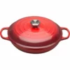 Le Creuset 3.5 Qt. Signature Enameled Cast Iron Braiser With Stainless Steel Knob | Cerise/Cherry Red -Food Prep Tools Shop rs11983 rs2040 sig shallowcass 21180 30 06