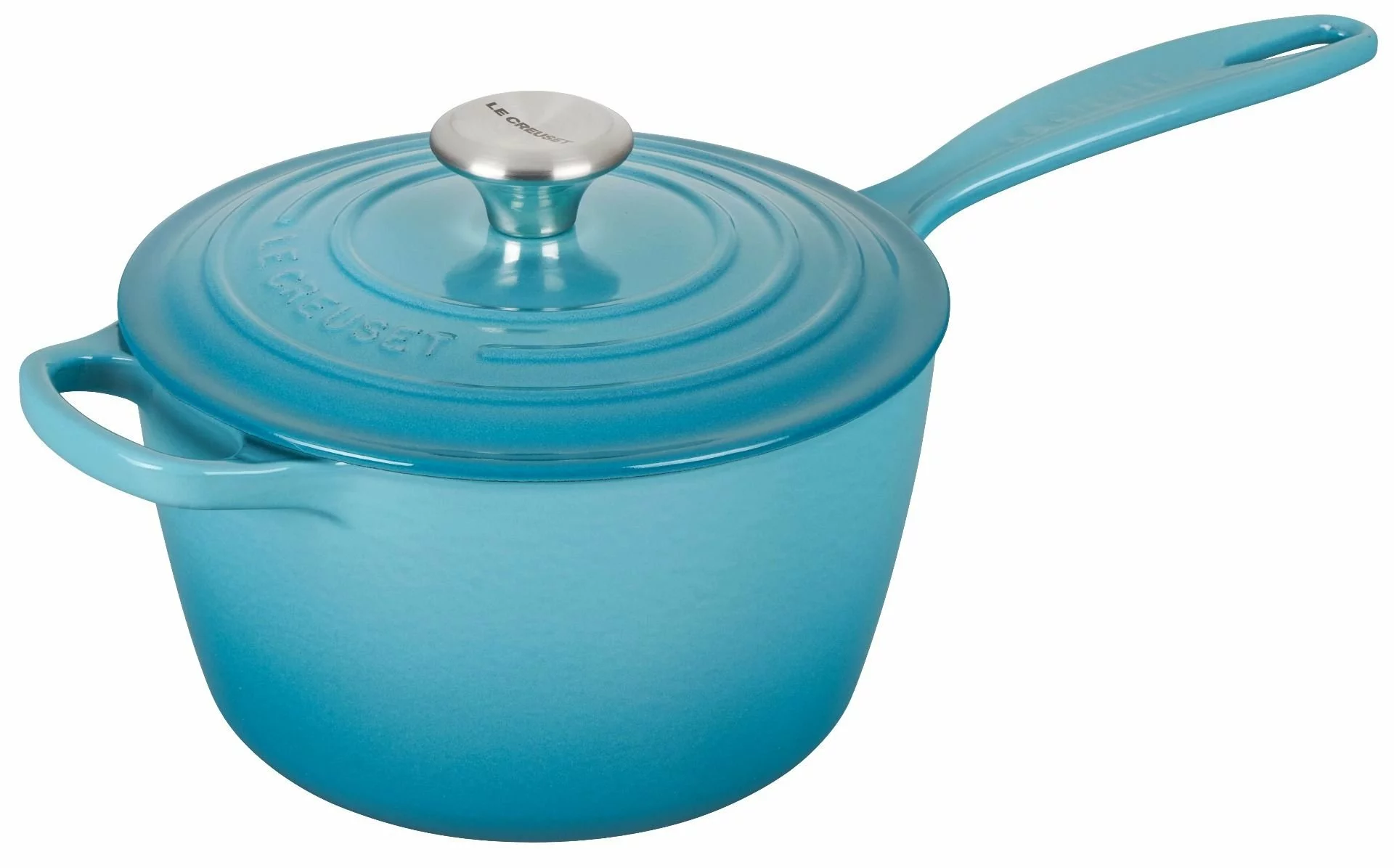 Le Creuset 2.25 Qt. Signature Enameled Cast Iron Saucepan With Stainless Steel Knob | Caribbean Blue 3 Le Creuset 2.25 Qt. Signature Enameled Cast Iron Saucepan With Stainless Steel Knob | Caribbean Blue