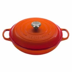 Le Creuset 5 Qt. Signature Enameled Cast Iron Braiser With Stainless Steel Knob | Flame Orange