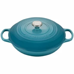 Le Creuset 3.5 Qt. Signature Enameled Cast Iron Braiser With Stainless Steel Knob | Caribbean Blue