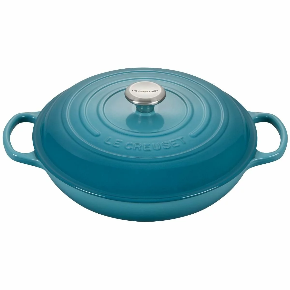 Le Creuset 3.5 Qt. Signature Enameled Cast Iron Braiser With Stainless Steel Knob | Caribbean Blue 3 Le Creuset 3.5 Qt. Signature Enameled Cast Iron Braiser With Stainless Steel Knob | Caribbean Blue