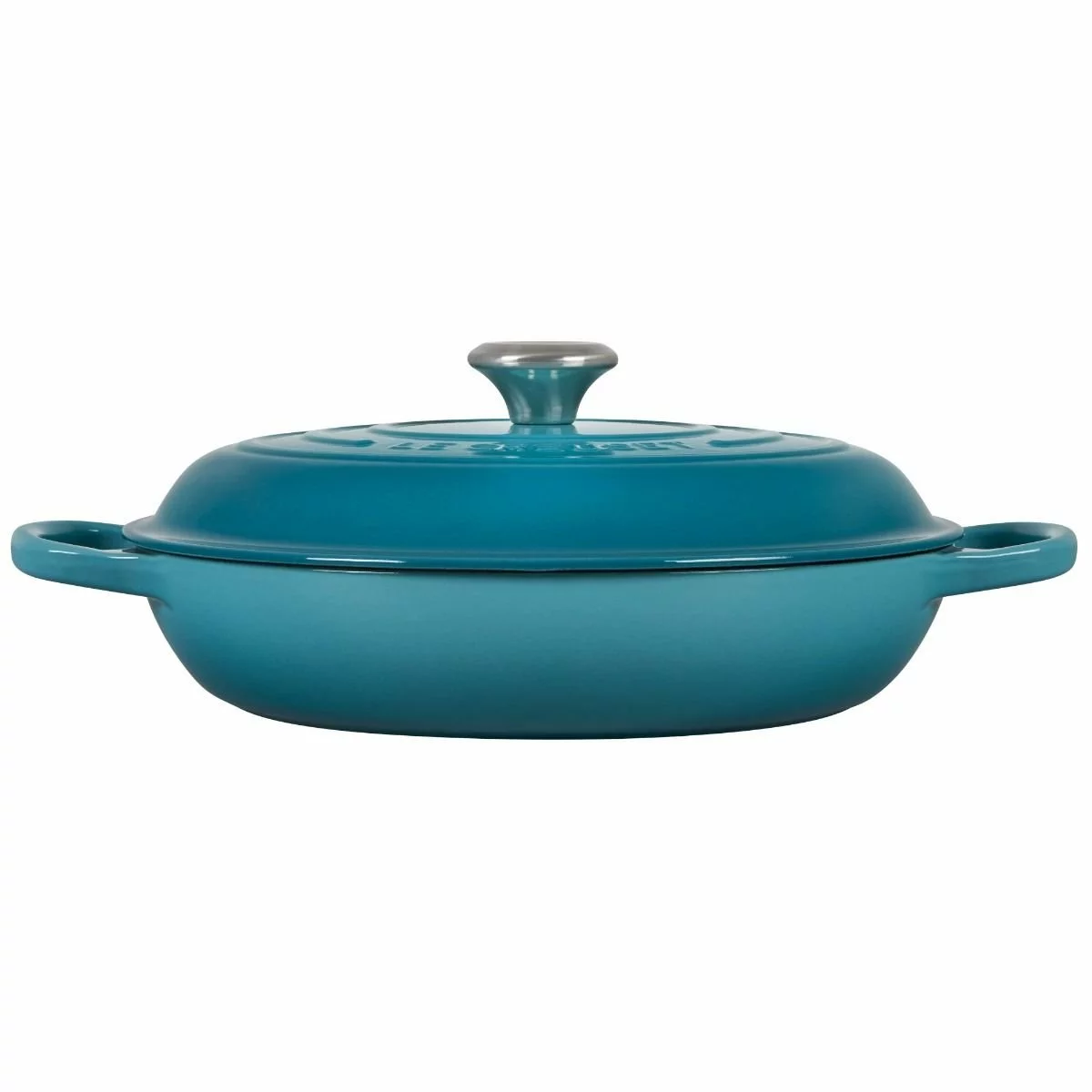 Le Creuset 3.5 Qt. Signature Enameled Cast Iron Braiser With Stainless Steel Knob | Caribbean Blue 4 Le Creuset 3.5 Qt. Signature Enameled Cast Iron Braiser With Stainless Steel Knob | Caribbean Blue - Image 2
