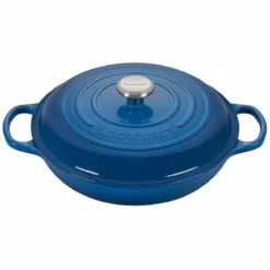 Le Creuset 3.5 Qt. Signature Enameled Cast Iron Braiser With Stainless Steel Knob | Marseille Blue