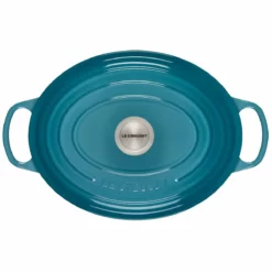 Le Creuset 6.75 Qt. Oval Signature Dutch Oven With Stainless Steel Knob | Caribbean Blue -Food Prep Tools Shop rs12539 ls2502 3117ss 3