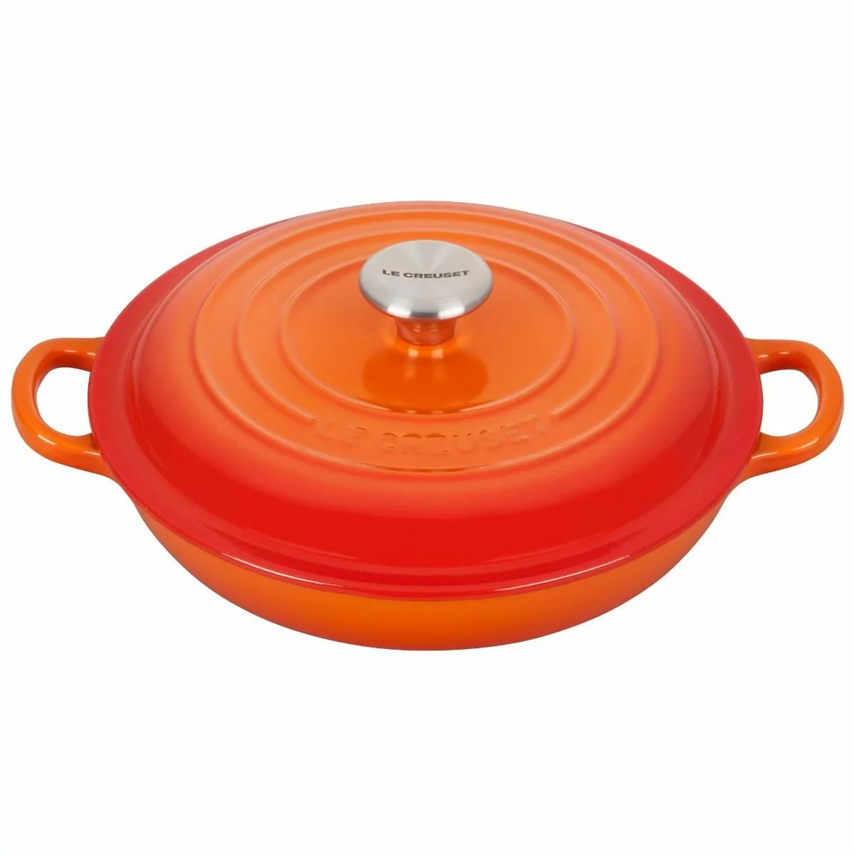 Le Creuset 1.5 Qt. Signature Enameled Cast Iron Braiser With Stainless Steel Knob | Flame Orange 3 Le Creuset 1.5 Qt. Signature Enameled Cast Iron Braiser With Stainless Steel Knob | Flame Orange