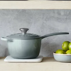 Le Creuset 1.75 Qt. Signature Enameled Cast Iron Saucepan With Stainless Steel Knob | Sea Salt -Food Prep Tools Shop rs16352 00 oyster le creuset shelfshot ret 1
