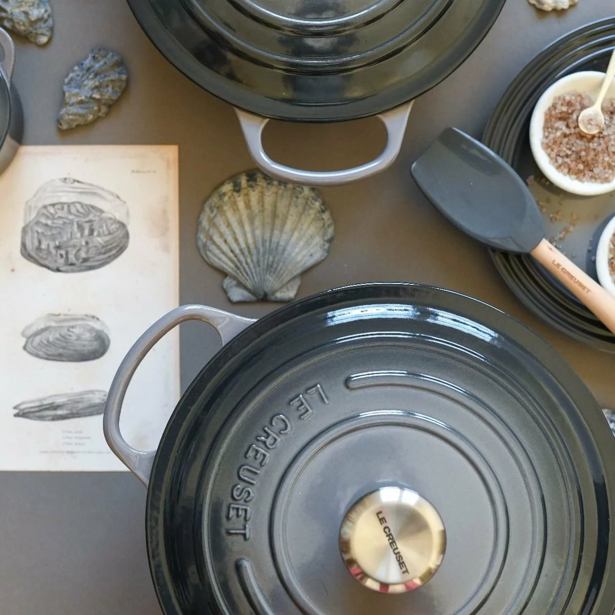 Le Creuset 5.5 Qt. Round Signature Dutch Oven With Stainless Steel Knob | Oyster Grey 4 Le Creuset 5.5 Qt. Round Signature Dutch Oven With Stainless Steel Knob | Oyster Grey - Image 2