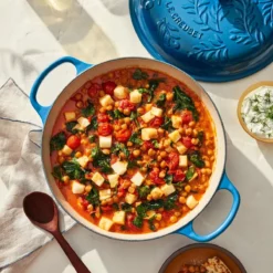 Le Creuset Olive Branch Collection 3.5 Qt. Signature Braiser | Marseille -Food Prep Tools Shop rs16889 220511 lecreuset olivebranchbraiser recipecardret