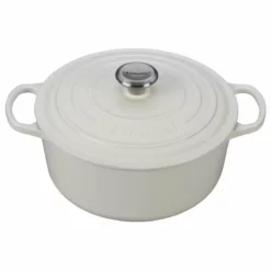 Le Creuset 5.5 Qt. Round Signature Cast Iron Dutch Oven With Stainless Steel Knob | White