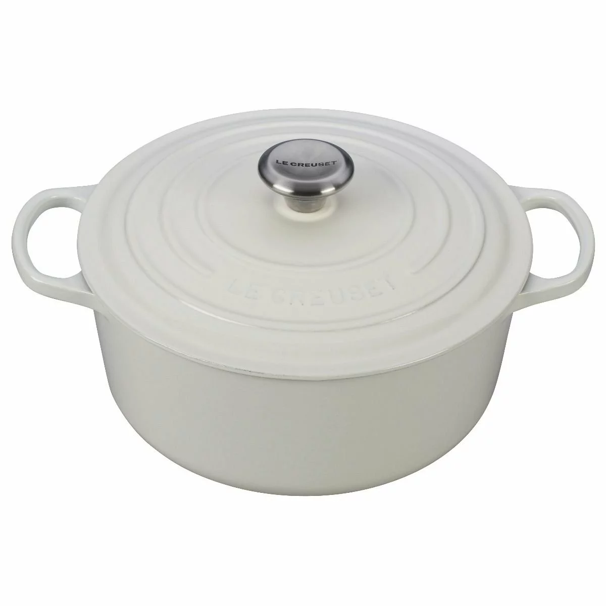 Le Creuset 5.5 Qt. Round Signature Cast Iron Dutch Oven With Stainless Steel Knob | White 3 Le Creuset 5.5 Qt. Round Signature Cast Iron Dutch Oven With Stainless Steel Knob | White