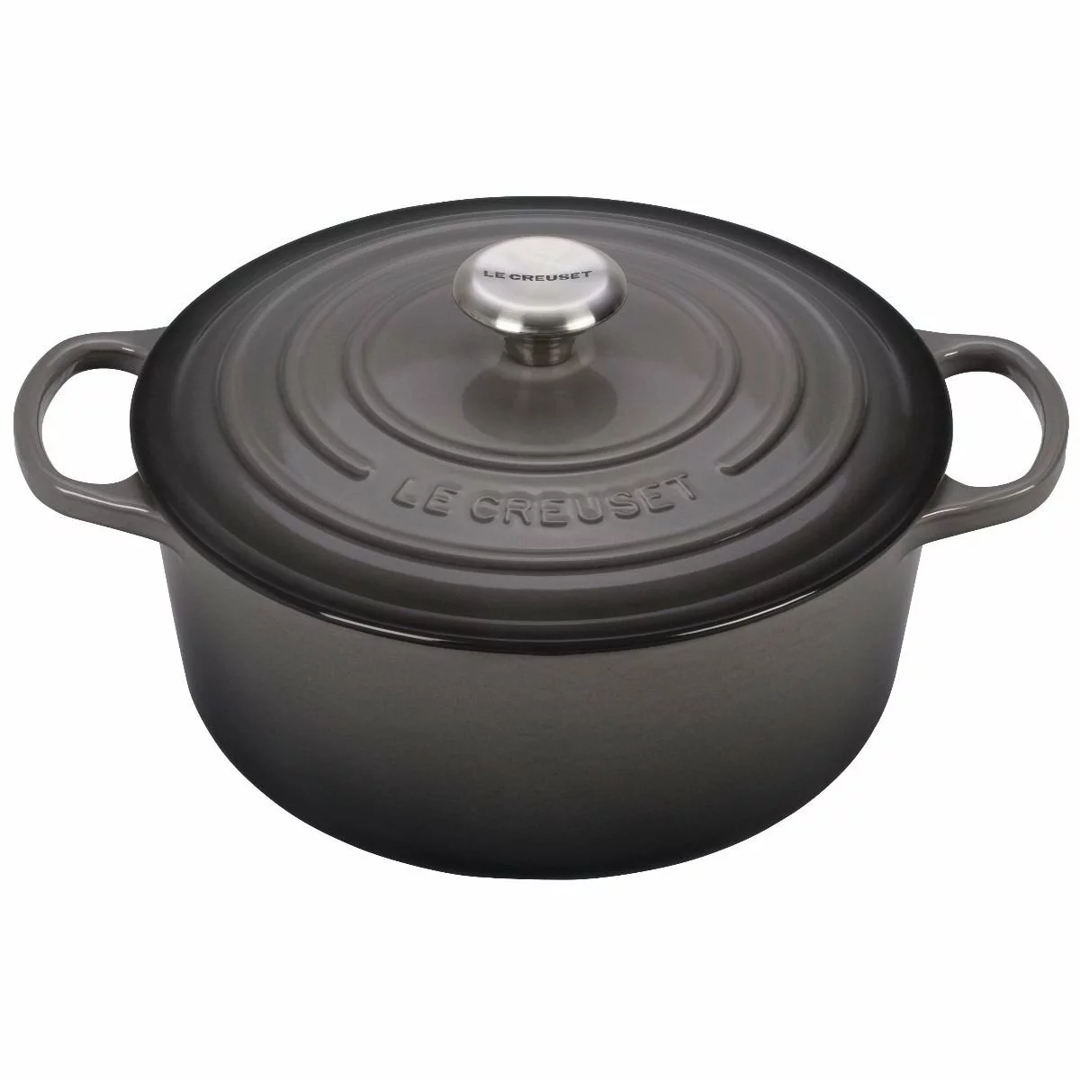 Le Creuset 5.5 Qt. Round Signature Dutch Oven With Stainless Steel Knob | Oyster Grey 3 Le Creuset 5.5 Qt. Round Signature Dutch Oven With Stainless Steel Knob | Oyster Grey