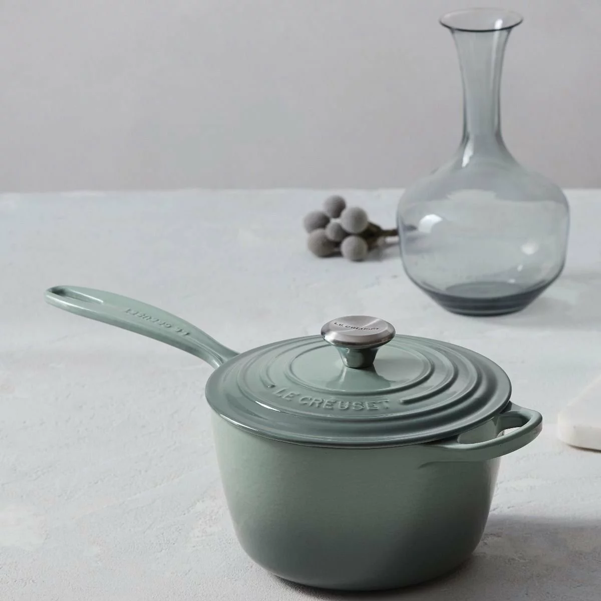 Le Creuset 2.25 Qt. Signature Enameled Cast Iron Saucepan With Stainless Steel Knob | Sea Salt 7 Le Creuset 2.25 Qt. Signature Enameled Cast Iron Saucepan With Stainless Steel Knob | Sea Salt - Image 5