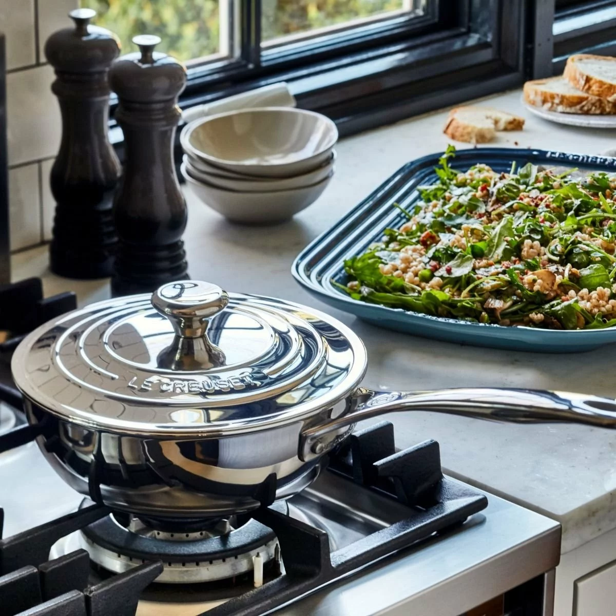 Le Creuset 2 Qt. Stainless Steel Saucier Pan With Lid 4 Le Creuset 2 Qt. Stainless Steel Saucier Pan With Lid - Image 2