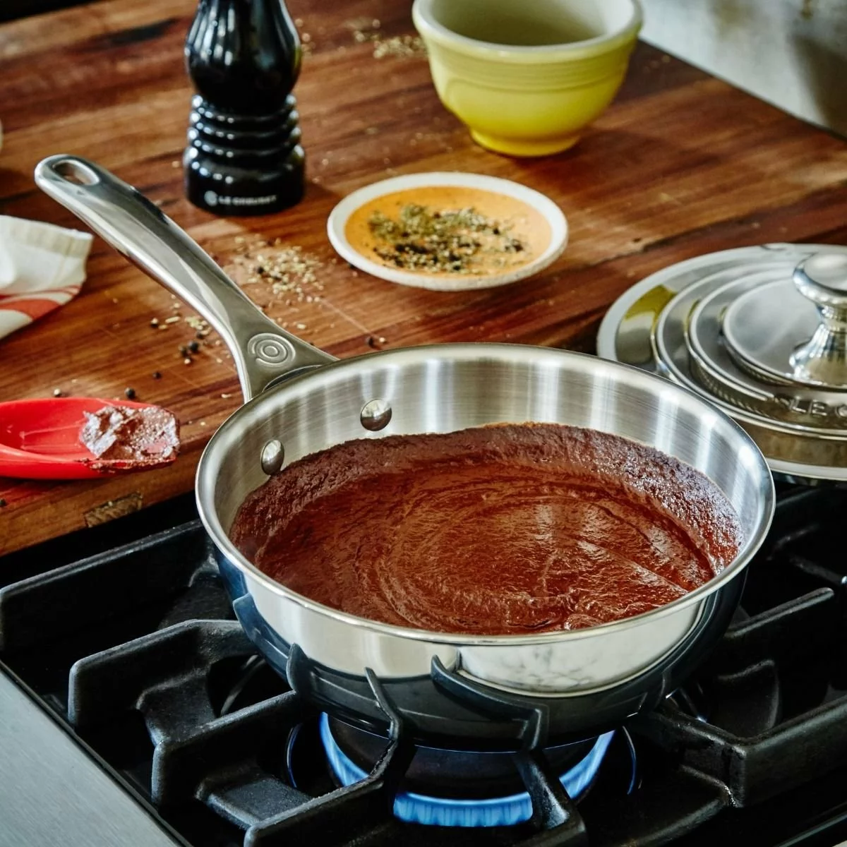 Le Creuset 2 Qt. Stainless Steel Saucier Pan With Lid 5 Le Creuset 2 Qt. Stainless Steel Saucier Pan With Lid - Image 3