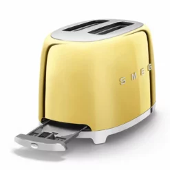 SMEG 2-Slice Toaster | Gold -Food Prep Tools Shop tsf01gous gold 2 slice toaster with removable crumb tray